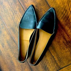 Black leather J Crew flat